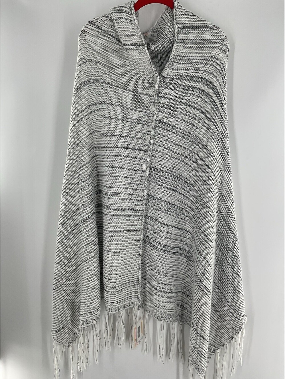 Lularoe Women’s One Size Long Shawl Cardigan Black And White Knit Fringe 136